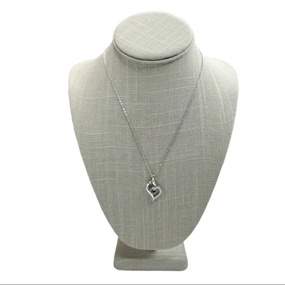 New Jardme Silver Tone Rhinestone Heart Cable Chain Necklace - Picture 5 of 9